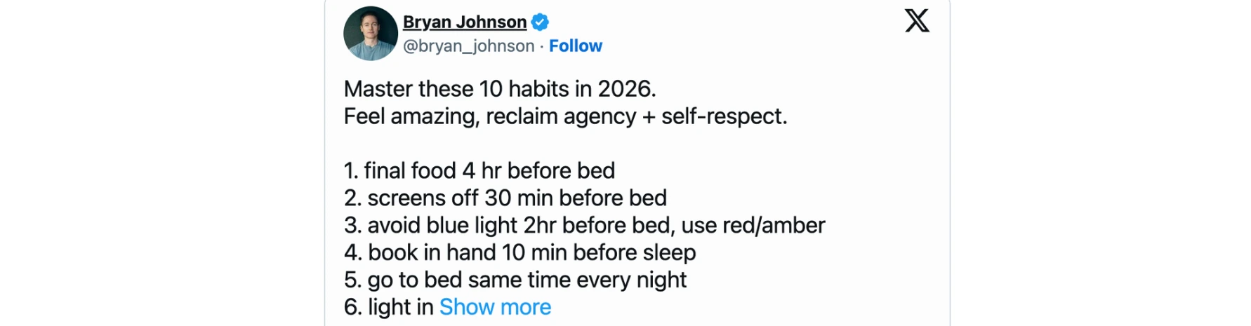 Bryan Johnsons 10 Gewohnheiten für 2026